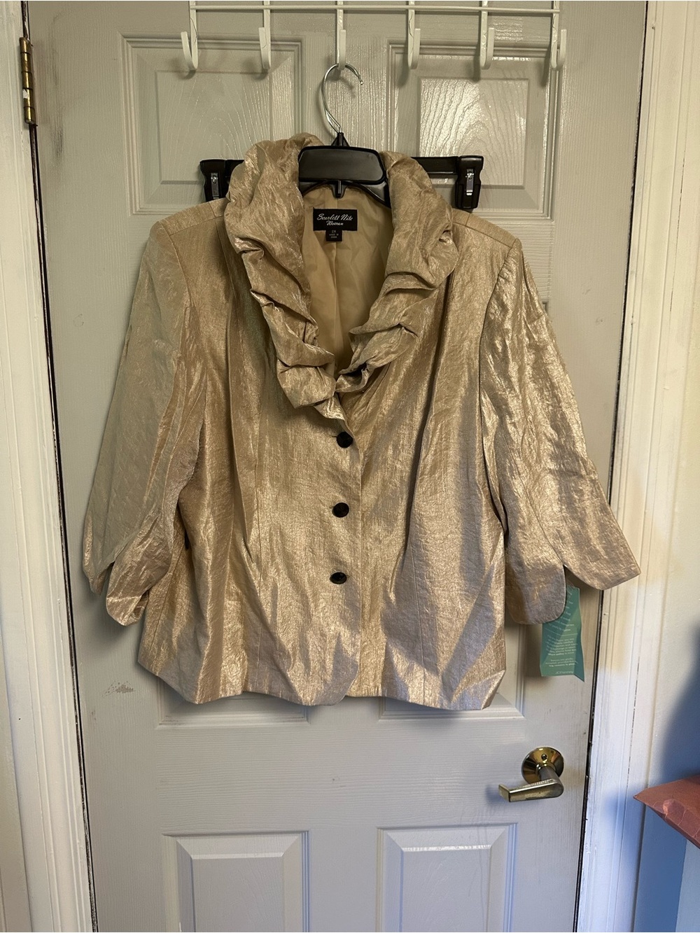 Scarlett Nite Metallic Gold Ruffled Collar Jacket
